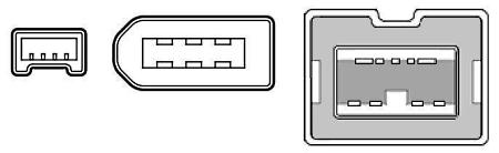 Three types of FireWire connectors Three types of FireWire connectors