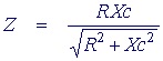 Parallel RC impedance formula