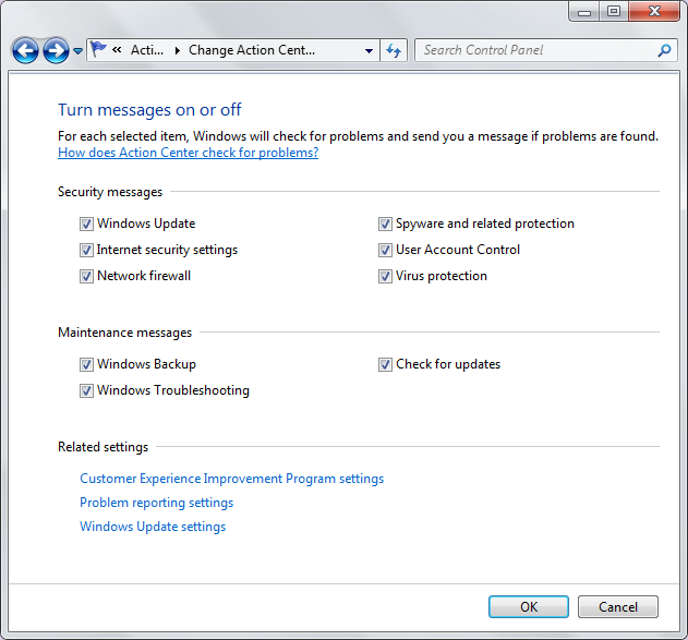 Windows 7 Action Center Lets You Control Alerts