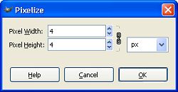 Pixelize Blur dialog box