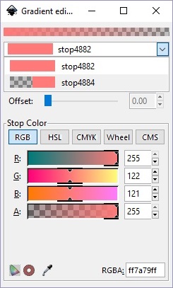 Gradient editor dialog box